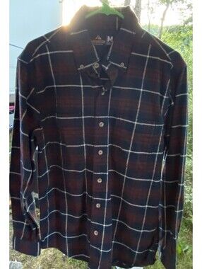 Ridgecut Toughwear Men’s Heavy Flannel Shirt Plaid Brown Navy Blue Size Medium